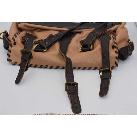 Mulberry Roxanne Whipstitch Brown & Tan Soft Leather Buckle Handbag Satchel - Picture 16 of 16